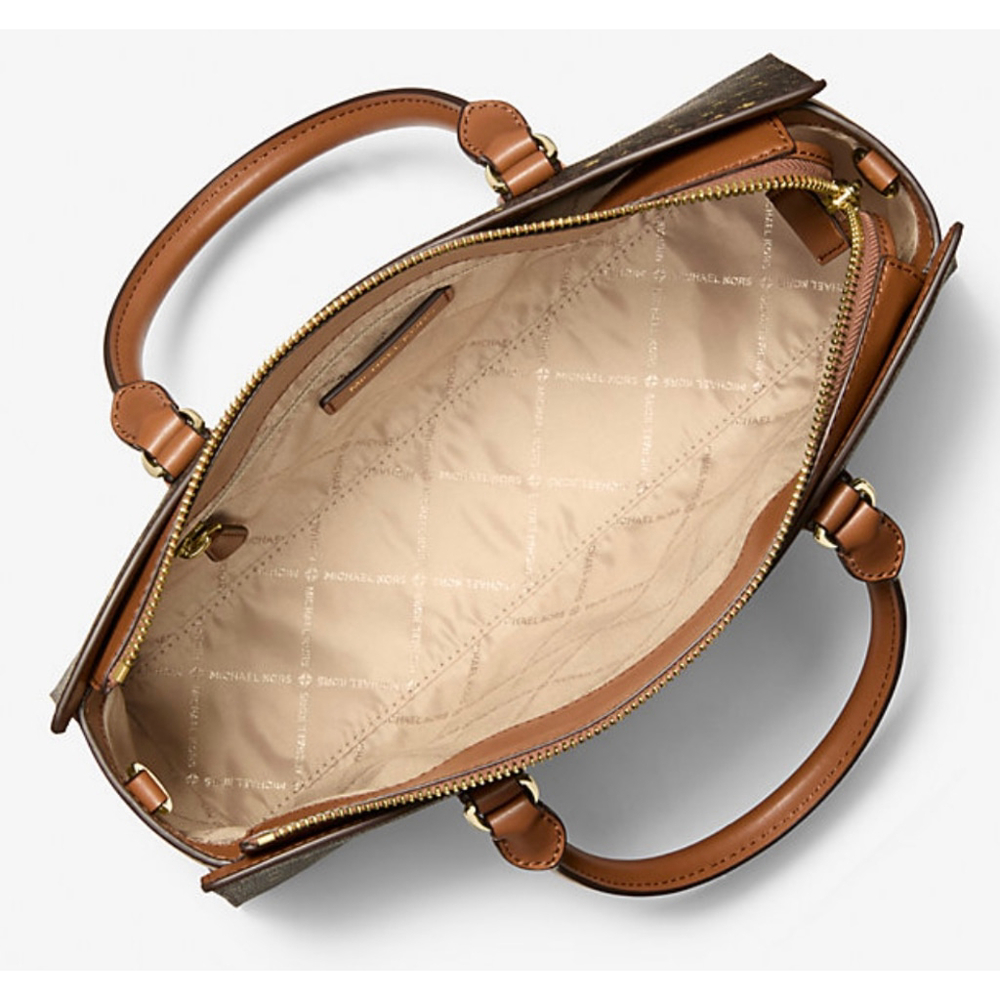 Michael Kors Arden Medium Brown Satchel with Gold Hardware & Star Pattern - Picture 3 of 13